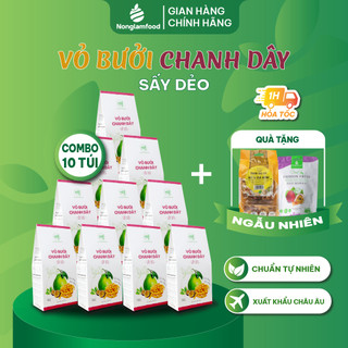 Combo 10 hộp Vỏ bưởi chanh dây sấy dẻo Nonglamfood hộp 100g