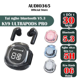 Tai nghe không dây KY9 Ultrapods cảm ứng, bass hay, siêu nhỏ gọn, có mic đàm thoại, nghe nhạc cực hay