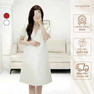 Đầm bầu sachimom - váy bầu cổ v đính đá somi dress