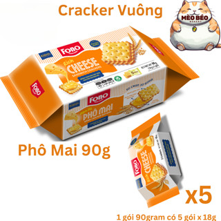 Bánh Cracker vuông Fono kem Phô Mai 90 gram - Bánh Quy Giòn Phô Mai