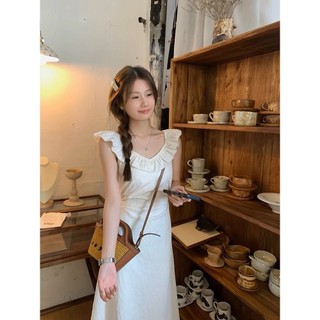 Váy dài hở eo phối bèo cổ dáng dài tiểu thư xixeoshop-v59
