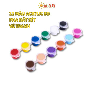Màu acrylic 5D pha đất sét, vẽ tranh hàng loại 1 cao cấp không pha nước tô vẽ đất sét kiếng gỗ