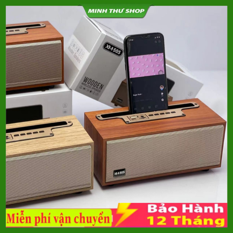 Loa bluetooth XM5 thùng gỗ , thiết kế sang trọng , có giá để điện thoại , âm thanh cực hay