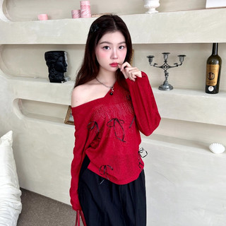 Áo Thun Lưới GAGO Brand Cổ Tim Oversize Đính Nơ Dài Tay GA4855 4888 4889