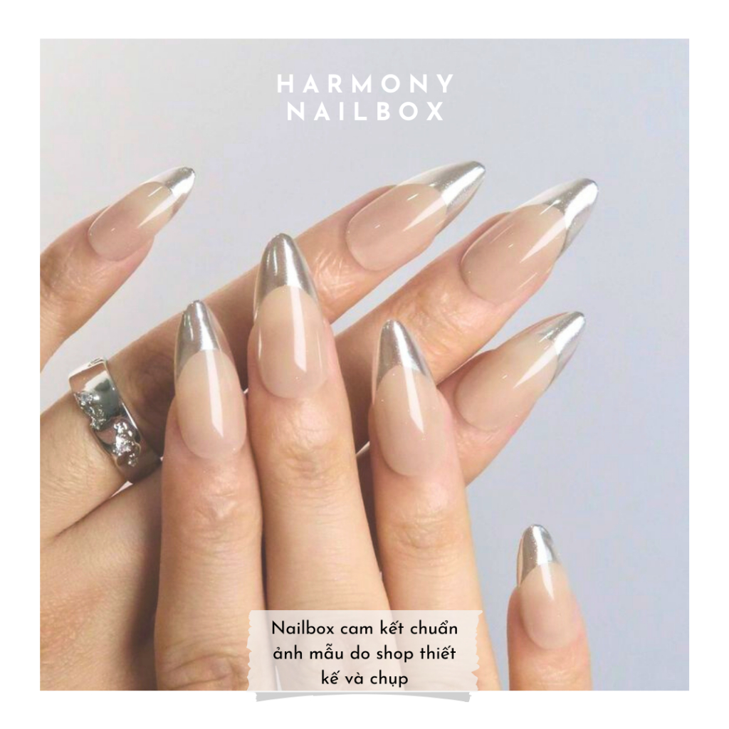 Nailbox thiết kế sơn đầu móng french inox nền thạch sang trọng phong cách Kylie Jenner (tặng dũa bôn