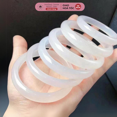 Vòng Mã Não Trắng Bản Hẹ - Ngọc Trai Trường Thịnh