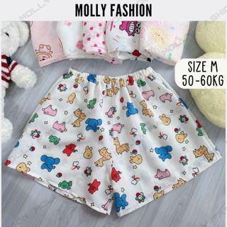Quần đùi ngủ mặc nhà chất Đũi xốp Freesize  ❤️ Quần short nữ họa tiết dễ thương Molly Fashion