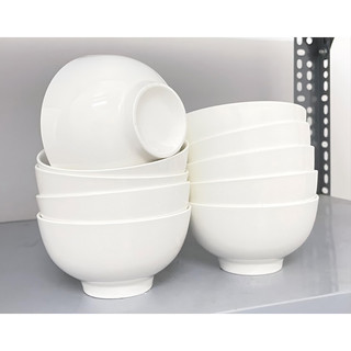 BỘ 10 chén ăn cơm bằng gốm sứ full trắng. Bát ăn cơm kich thước 11x6.5cm.