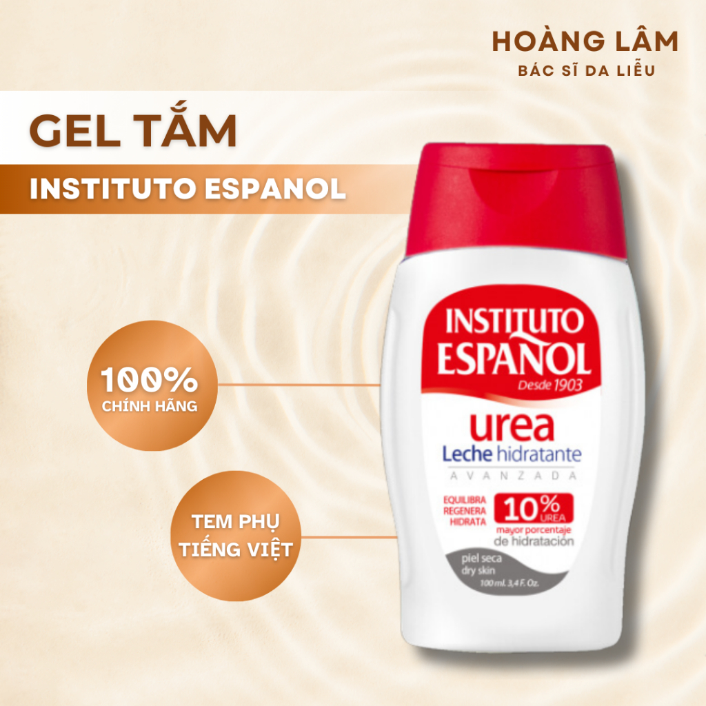 Gel tắm dưỡng ẩm, làm mềm, giảm ngứa INSTITUTO ESPANOL UREA 10% 100ml - Dr. Hoàng Lâm