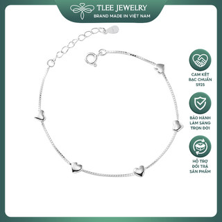 Lắc tay bạc nữ tlee dây mì mix hạt tim mini xinh xắn tlee jewelry