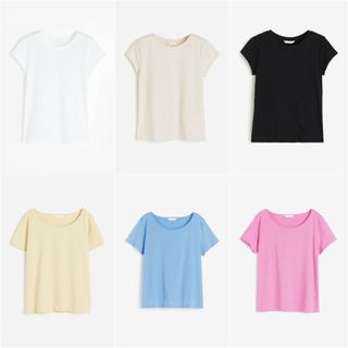 Áo phông nữ đen trắng hồng HM H&M_hàng chính hãng authentic