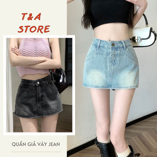 Quần giả váy jeans, quần váy ngắn màu Xanh - đen, phong cách trẻ trung, quần váy bò dáng dáng chữ A năng động
