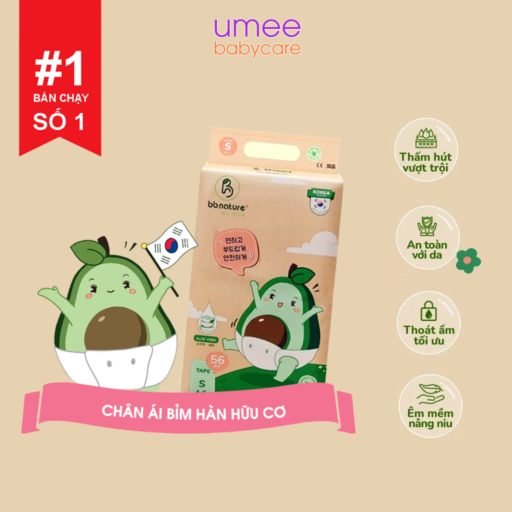 Tã Bỉm Dán/Quần BB NATURE Công Nghệ Chất Liệu Sợi Tre Hữu Cơ An Toàn Cho Bé Size NB60/S56/M52/M48/L44/XL40/XXL38
