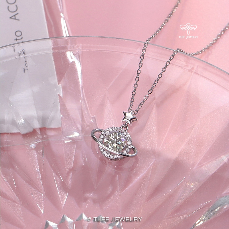 Dây chuyền bạc nữ TLEE mặt Galaxy đá chủ 8mm lấp lánh TLEE JEWELRY D0313