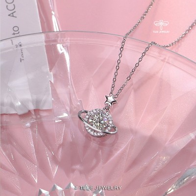 Dây chuyền bạc nữ TLEE mặt Galaxy đá chủ 8mm lấp lánh TLEE JEWELRY D0313