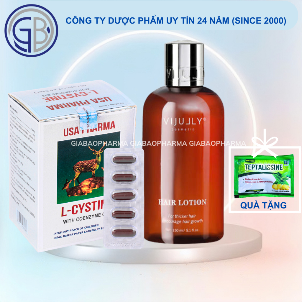 Combo siêu mọc tóc viên uống L cystine + Xịt tinh dầu bưởi Vi Jully ( H/60v ; chai/150ml)
