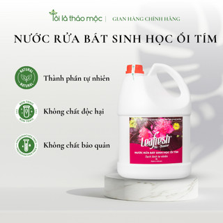 Nước rửa bát sinh học ổi tím Leafresh 4L sạch dầu, an toàn cho da