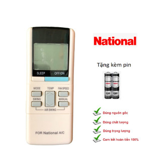 Điều khiển điều hòa National 2 chiều ,Remote điều hòa máy lạnh National - tặng kèm pin !