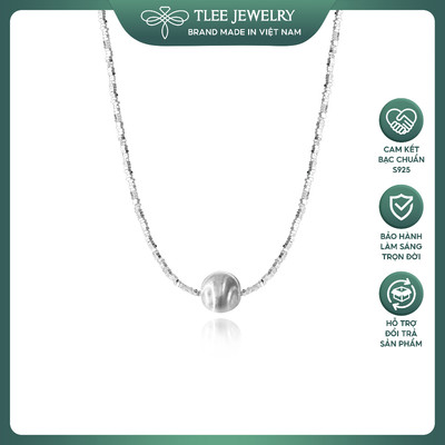 Dây chuyền bac nữ TLEE  hạt bạc vỡ treo mặt cầu mắt mèo lấp lánh TLEE JEWELRY D0314