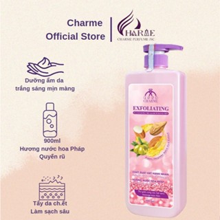 Sữa Tắm Tẩy Tế Bào Da Chết Charme Exfoliating dưỡng trắng da mềm mịn sạch sâu hương thơm nước hoa 900ml