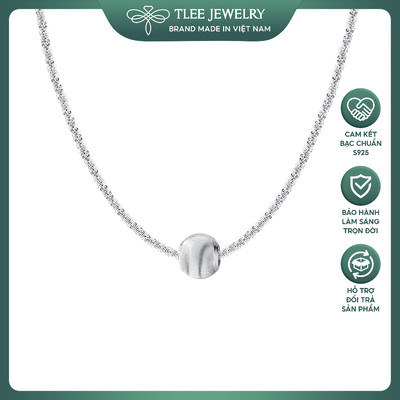 Dây chuyền bạc nữ TLEE sợi dây xù kim tuyết lấp lánh treo mặt cầu mắt mèo TLEE JEWELRY D0385