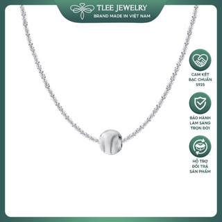 Dây chuyền bạc nữ TLEE sợi dây xù kim tuyết lấp lánh treo mặt cầu mắt mèo TLEE JEWELRY D0385