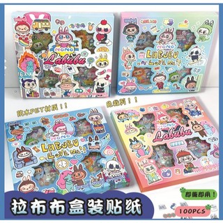 Hộp 100 hình dán sticker labubu trang trí tập sách...v..v,,
