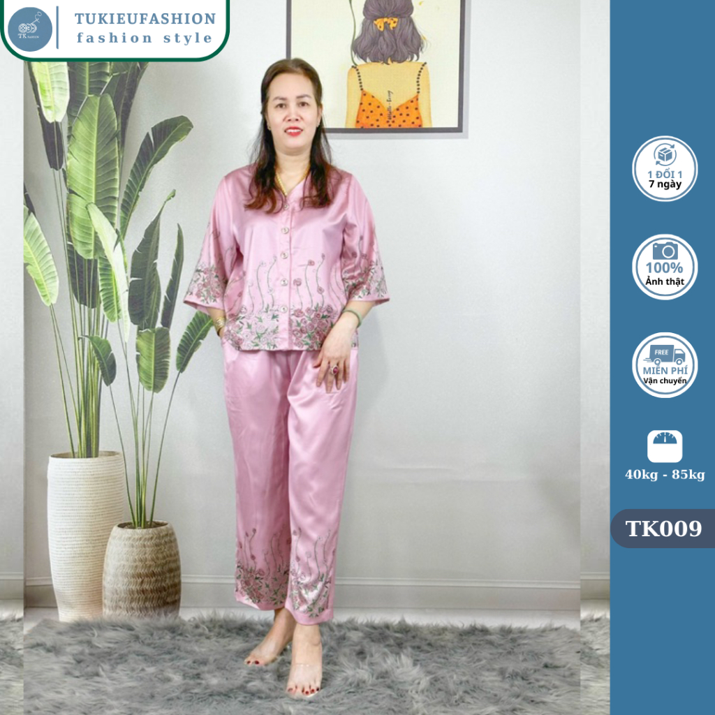 ĐỒ BỘ TRUNG NIÊN HOA VĂN CHO BÀ VÀ MẸ - LỤA PHI BÓNG HẾT HÀNG NÊN THAY THẾ LỤA MANGO