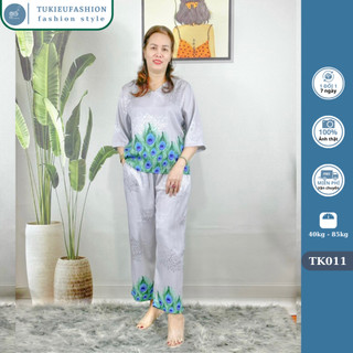 Bộ Gấm trung niên cho mẹ - Bộ mặc nhà trung niên Gấm ống rộng cho người già người lớn tuổi TK011