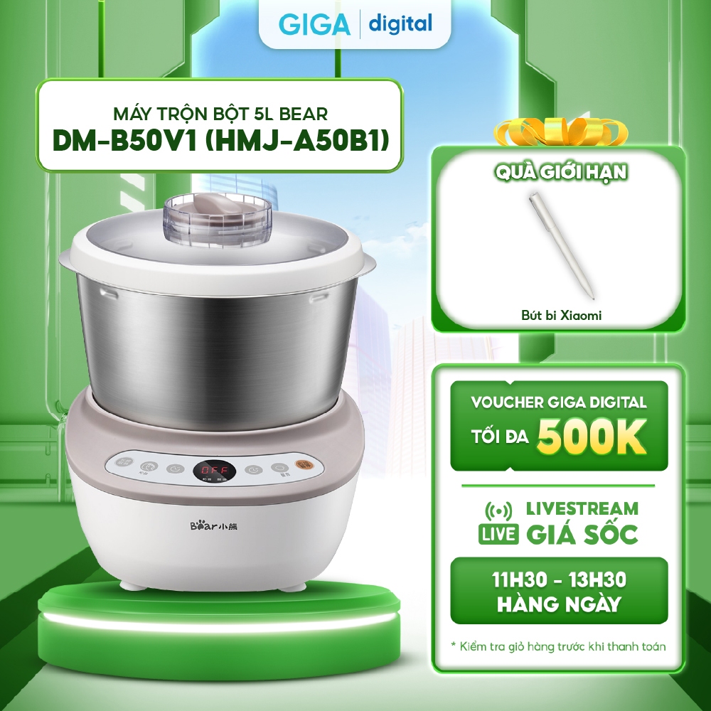 Máy Trộn Bột 5L Bear DM-B50V1 (HMJ-A50B1) - Màn hình điện tử, hẹn giờ tự động