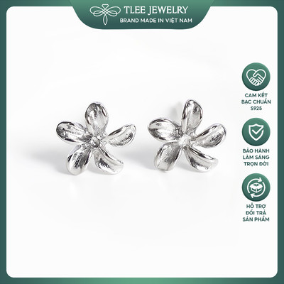 Khuyên tai bạc nữ TLEE hoa sứ mini nữ tính TLEE JEWELRY B0185