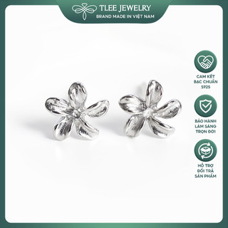 Khuyên tai bạc nữ TLEE hoa sứ mini nữ tính TLEE JEWELRY B0185
