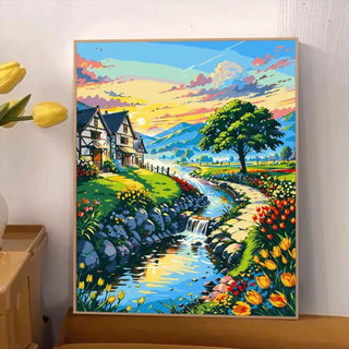 Tranh sơn dầu số hóa DIY đã căng khung khổ 40x50cm - Đường hoa