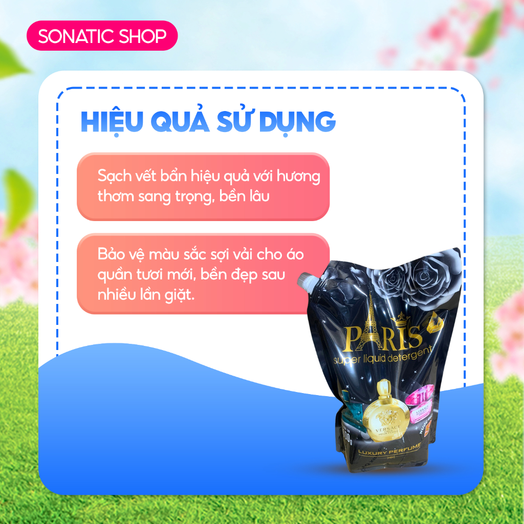 Combo 2 Túi Nước Giặt Hương Nước Hoa Pháp Nhãn Hiệu Paris 3,8 Kg