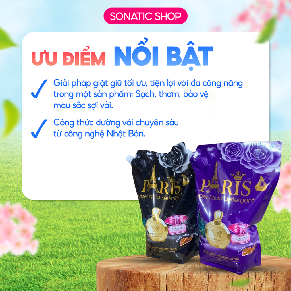 Combo 2 Túi Nước Giặt Hương Nước Hoa Pháp Nhãn Hiệu Paris 3,8 Kg