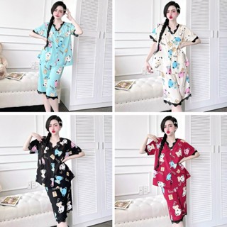 [Bigsize 40-100kg] Đồ Bộ Pyjamas Quần Lửng Áo Ngắn Tay Lụa Nhật - Đũi Xốp Siêu Xinh Mặc Nhà Cho Nàng Múp