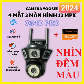 Camera YOOSEE 4 MẮT KÉP 3 MÀN HÌNH ĐỘC LẬP 12MP (4MP + 4MP + 4MP), Báo động cực to, bảo hành 1 năm