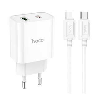 Bộ sạc nhanh pd20w hoco c80a plus chân tròn kèm dây sạc type-c sang type-c dài 1m