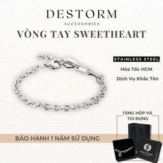 Hỏa Tốc  HCM- Vòng Tay Đôi Destorm Sweetheart Bracelet Nam Nữ, Thép Không Gỉ Khắc Tên Theo Yêu Cầu, Có Hộp Và Túi Đựng