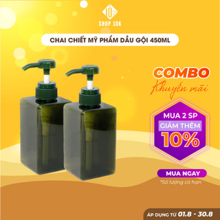 Chai chiết dầu gội sữa tắm, lọ nhựa PET chiết mỹ phẩm du lịch dạng nhấn vòi 450ml nhiều màu  - SHOP10K