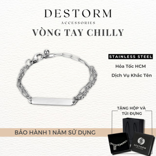 Vòng Tay Đôi Destorm Chilly Bracelet Cho Nam Nữ, Vòng Tay Thép Không Gỉ Khắc Tên Theo Yêu Cầu, Có Hộp Và Túi Đựng
