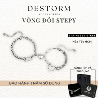 Vòng Tay Đôi Destorm Stepy Cho Nam Nữ, Vòng Tay Thép Không Gỉ, Có Hộp Và Túi Đựng