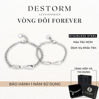 Vòng Tay Đôi Xoắn Vô Cực Destorm Forever Bracelet, Vòng Tay Cho Nam Nữ Khắc Tên, Có Hộp Quà Tặng Và Túi Đựng