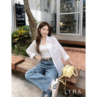 LYRA (Tặng áo quây 2 dây) Áo sơ mi đũi tơ túi thêu nơ nhỏ xinh VSYSE0152