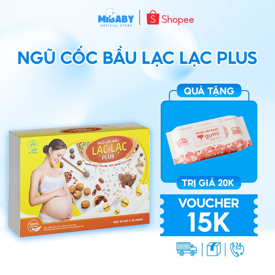 Ngũ cốc bầu Lạc Lạc Plus (hộp 600g/30 gói)