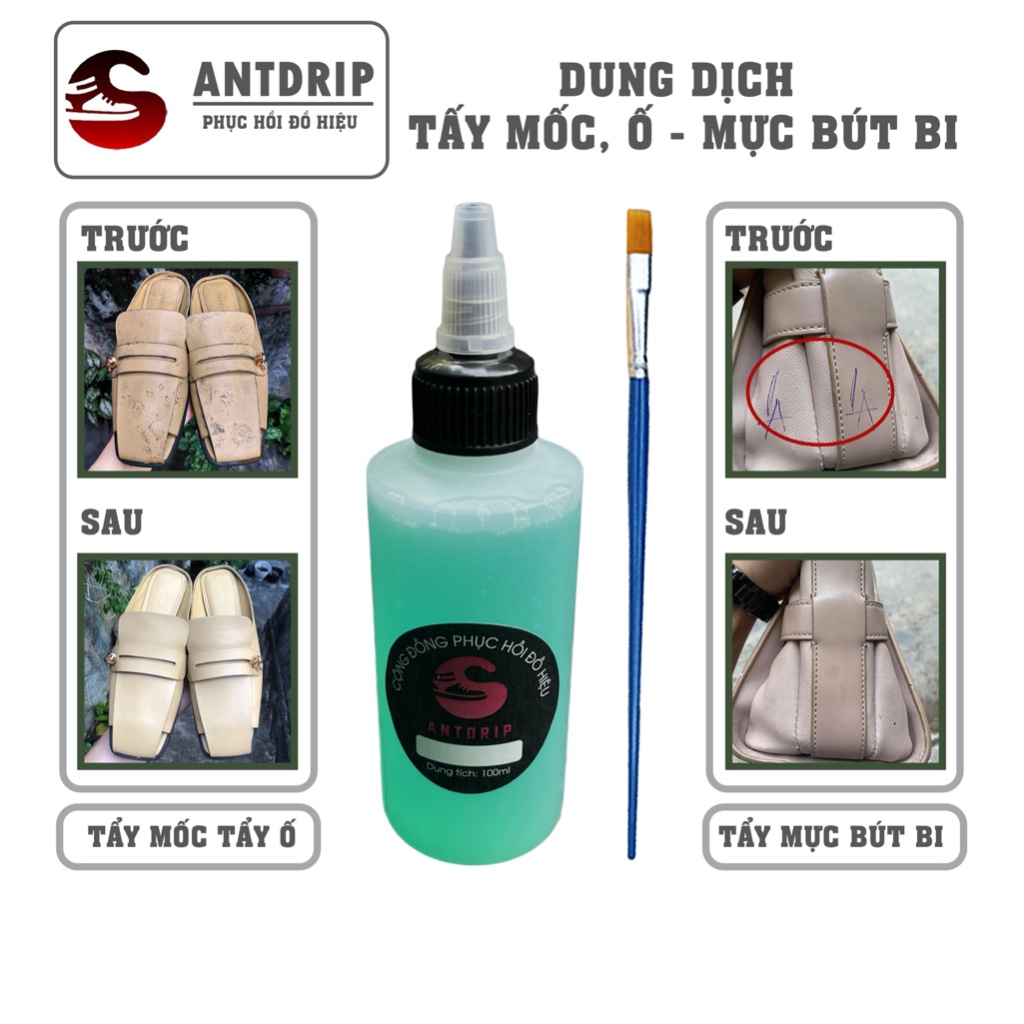 Dung Dịch Tẩy Mốc Da , Vải ANTDRIP 3001 , Tẩy Mực Búi Bi Trên Da , Tẩy Ố Da Trên Giày và Túi Xách ,... Hiệu Quả Sau 5 Ph