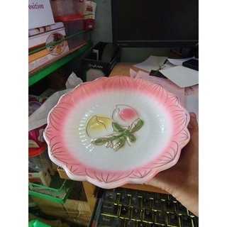 dĩa trái đào hồng ( sành sứ )