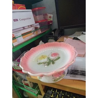 dĩa trái đào hồng ( sành sứ )
