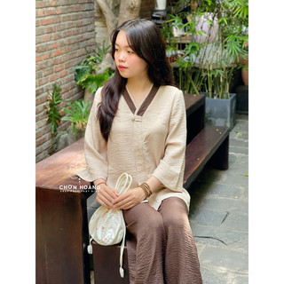 Set đũi phối nút bọc đồ lam đi chùa