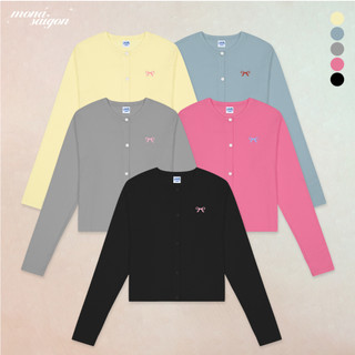 Áo khoác cardigan nữ thun cotton hàn thêu nơ moná - vivi cardigan